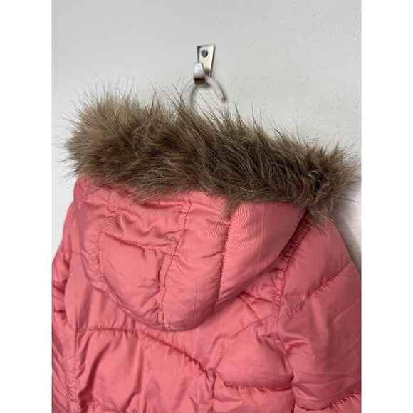 Old Navy Girls Small Better Frost Free Puffer Jacket Antique Coral Faux Fur - Picture 12 of 16